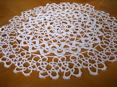 2 Doilies TATTED PAIR 8 inch WHITE HANDMADE DOILIES 