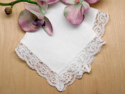 Handkerchief Ladies - Lavender with Lace Border – Irish Linen Stores