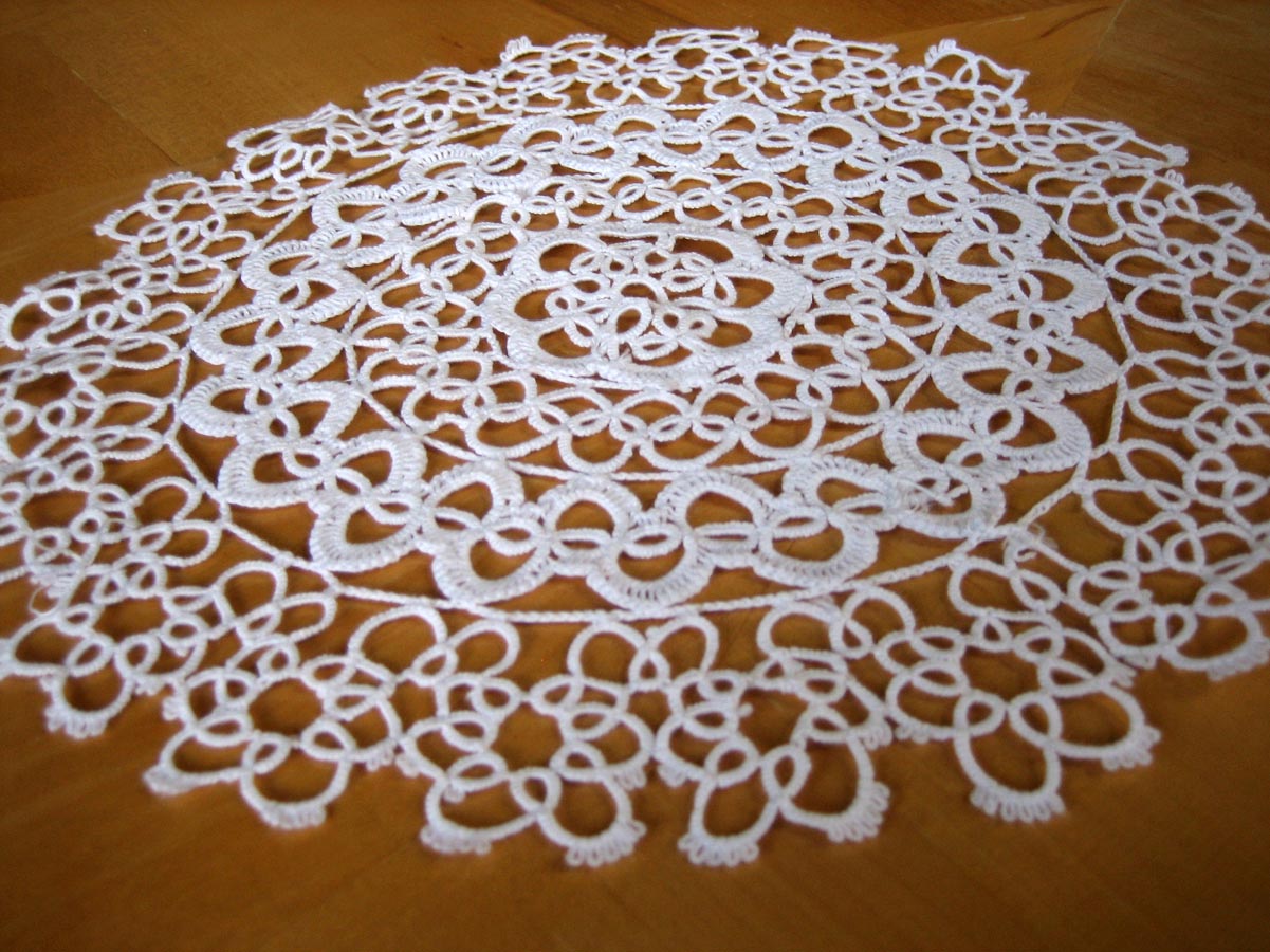 New Handmade 4.5 Inch Variegated Purple Tatted Lace Doily