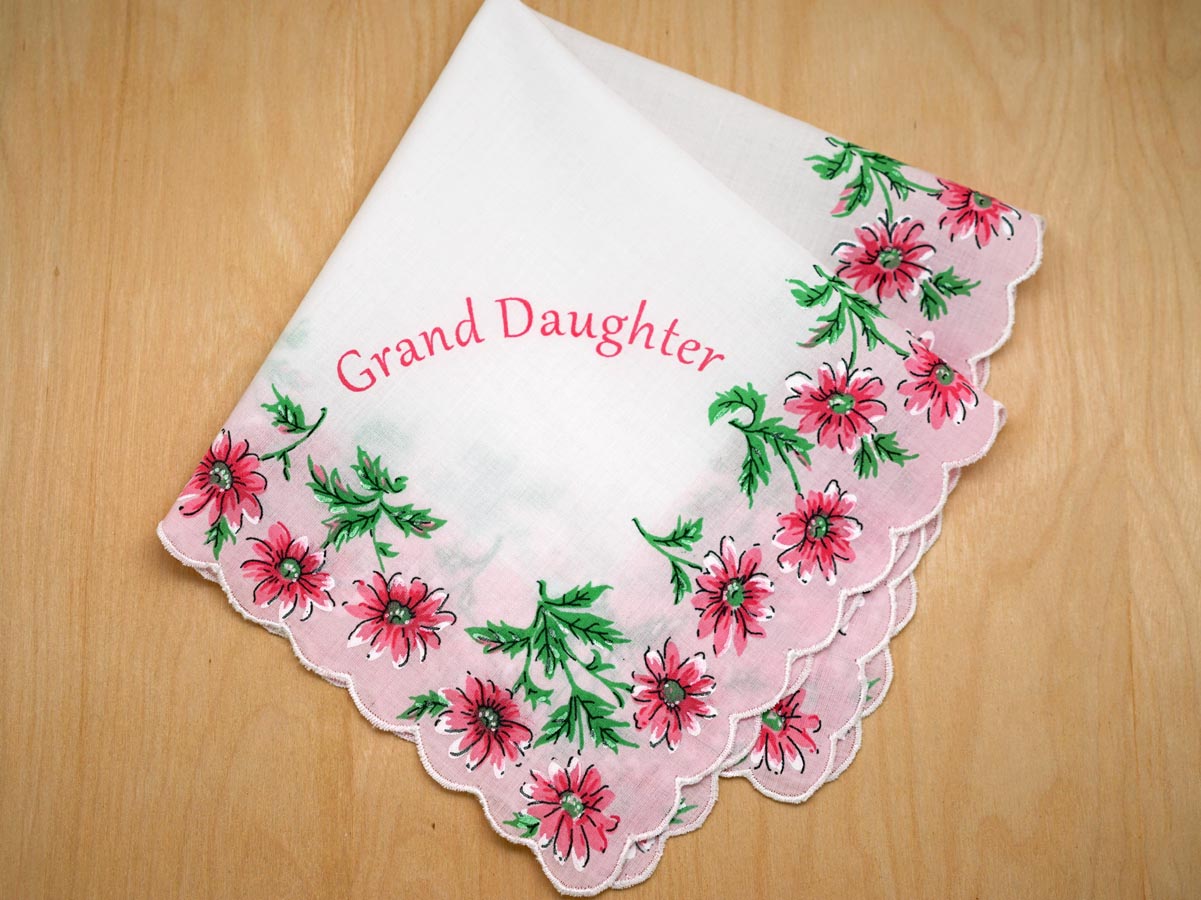 Granddaughter gift embroidered wedding handkerchief for a bride something old and blue for wedding day personalized custom gift