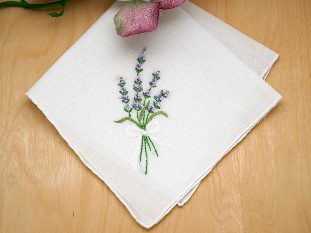 Embroidery Design For Handkerchief | set of 3 lavender embroidered handkerchiefs Embroidery Design For Handkerchief | set of 3 lavender embroidered handkerchiefs