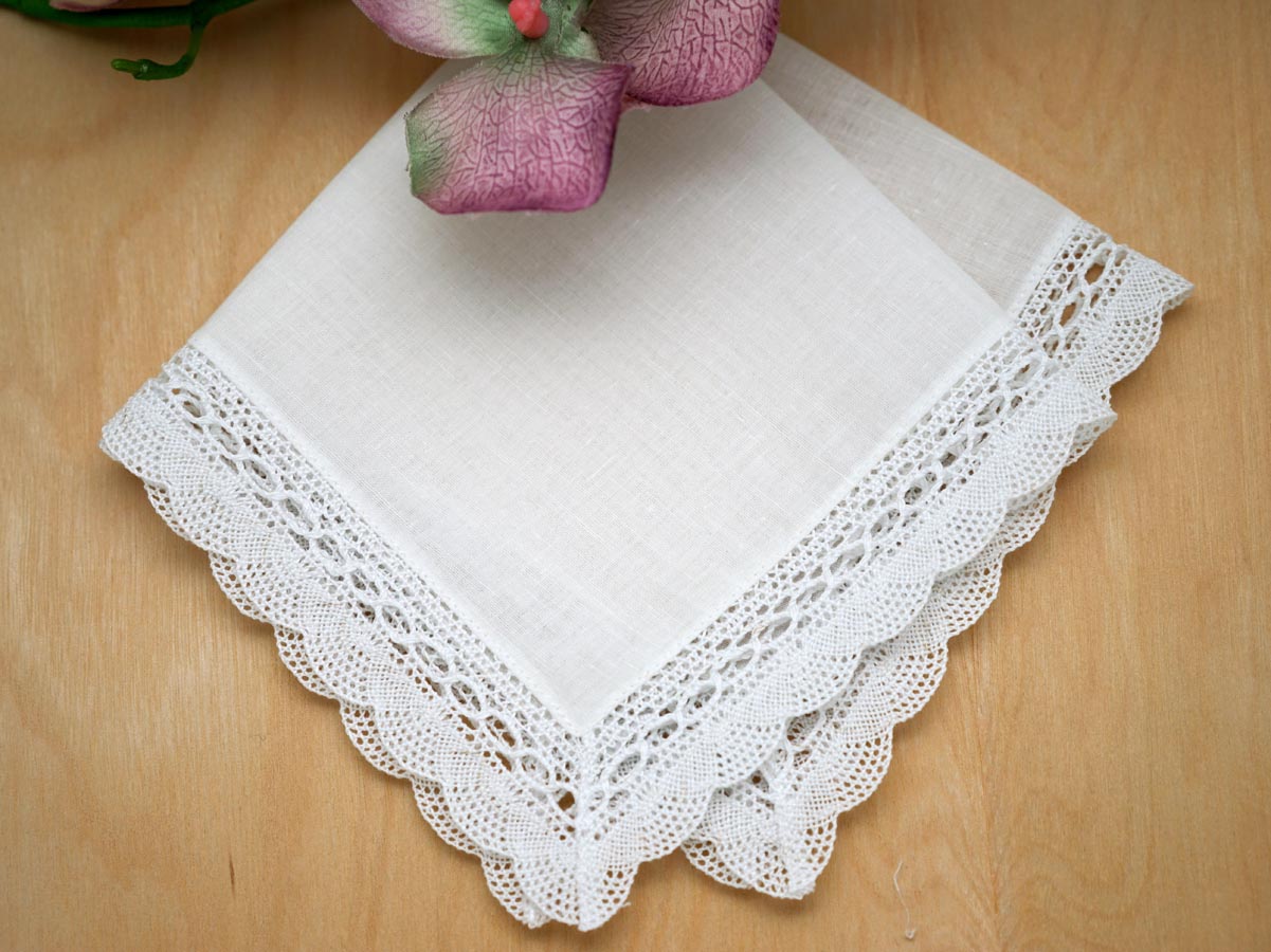 Set of 3 Seashell Crochet Lace Wedding Handkerchiefs