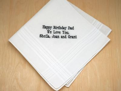 Personalized Up To 4 Lines Birthday Hankie Mens Font H