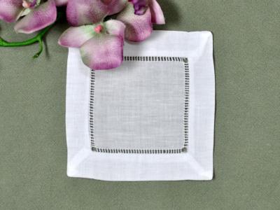 Bumblebee Linens White Linen Hemstitched Tea Towels Set of 4 Ladder Hem Stitch Cloth Guest Hand