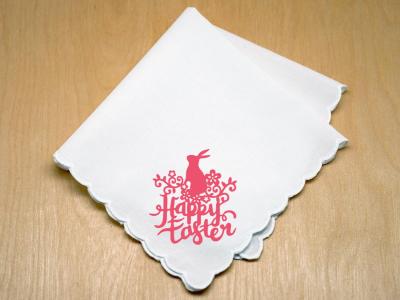 Floral Bunny Happy Easter Print Handkerchief