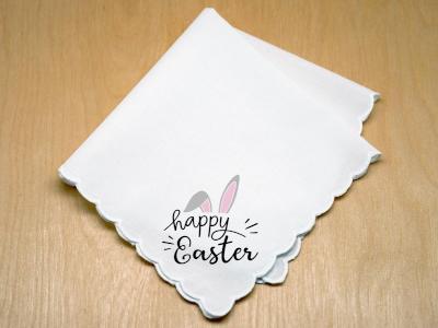 Bunny Ears Happy Easter Print Handkerchief