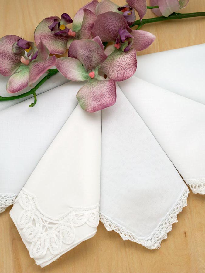 Bridal Set of 6 Different Wedding Handkerchiefs Set I