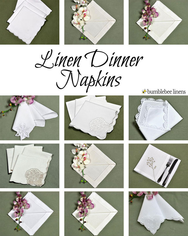 Moukeren 36 Pack 20 x 20 Inch Linen Napkins with Lace Edging Linen Cloth  Dinner Napkins Bulk Flax Fabric Table Napkins Washable Cotton Napkin for