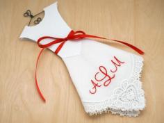 Monogrammed Wedding Dress Hankie Kit 3 Initial Font C