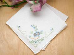 Set of 3 'Something Blue' Flower Bridal Handkerchiefs