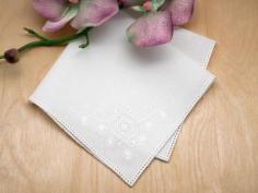 Ecru Autumn Leaf German Guipure Lace Ladies Handkerchief