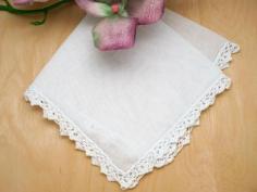 Set of 3 Triangle Crochet Lace Wedding Handkerchiefs