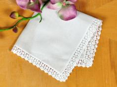 Set of 3 Dual Heart Crochet Lace Wedding Handkerchiefs