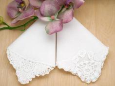 'Mothers' Set Wedding Handkerchief Set with Crochet Lace