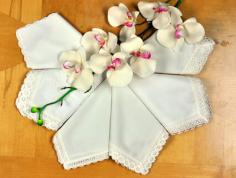 Bridal Set of 6 Different Ivory Wedding Handkerchiefs