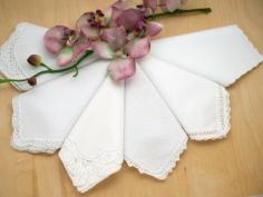 Bridal Set of 6 Different Wedding Handkerchiefs - Set I