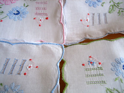Set of 12 Mix Daisy Embroidered Handkerchiefs