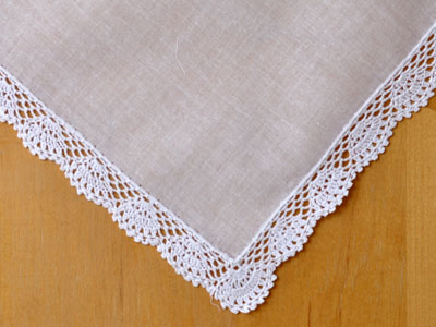 Set of 3 Scalloped Crochet Lace Wedding Handkerchiefs