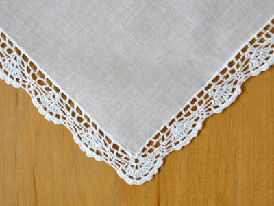 Set of 3 Scalloped Ridge Lace Wedding Handkerchiefs