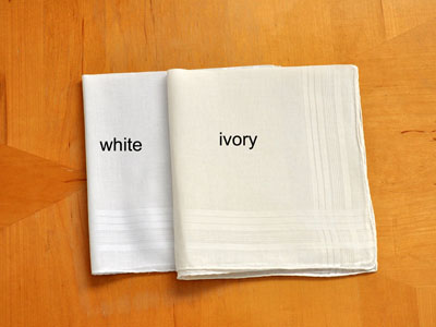 Set of 3 Ivory Mens Handkerchiefs with Satin Stripes