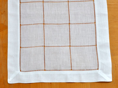 4 Pc Set White Square Hemstitched Linen Placemats