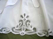 White Cotton Battenburg Half Length Bibless Apron