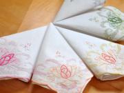 Set of 5 Colorful Rose Embroidered Handkerchiefs