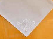 White Scallop Edge German Ladies Handkerchief