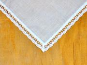 Set of 3 Ivory Scallop Ribbon Wedding Handkerchiefs