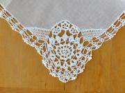 Set of 3 Rounded Floral Crochet Lace Corner Wedding Handkerchief