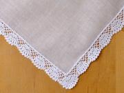 Set of 3 Scalloped Crochet Lace Wedding Handkerchiefs