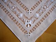 Hemstitched and Drawnwork Lace Wedding Bridal Handkerchief