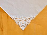 Ivory Lotus German Plauen Lace Ladies Handkerchief