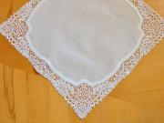 Ivory Floral German Plauen Lace Ladies Handkerchief