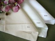 1 Dozen Ecru Hemstitched Linen Dinner Napkins - 20 inch
