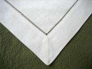 1 Dozen White Hemstitched Linen Dinner Napkins - 20 inch