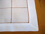 1 Dozen White Square Hemstitched Linen Tea Napkins - 12 inch