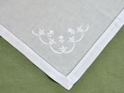 1 Dozen White Linen Dinner Napkins with Fleur De Lis
