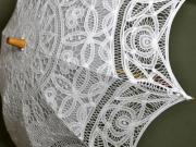 White Wedding Battenburg Lace Parasol