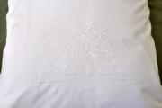 Pair of Linen Pillowcases with Flowers and Crochet Lace Edges