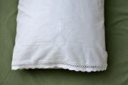 Pair of Linen Pillowcases with a Peony and Scallop Lace Edges