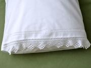 Pair of Linen Pillowcases with a Daisy and Triangle Lace Edges