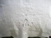 Pair of Linen Pillowcases with Cutwork of Petunias