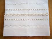 Set of 4 Ivory Linen Hand Towels with an Infinity Design