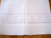 Set of 4 Hemstitched Linen Hand Towels with Embroidered Dots