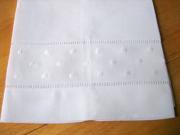 Set of 4 Hemstitched Linen Hand Towels with Embroidered Dot Rows