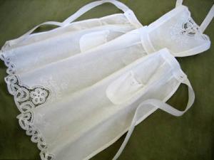 White Linen Battenburg Full Length Apron