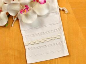 Set of 3 Ivory Linen Favor Bags with a Infinity Design