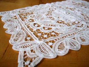 White Belgium Lace Doily / Tray Cloth