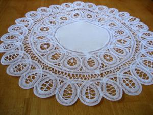 White Battenburg Lace Round Doily